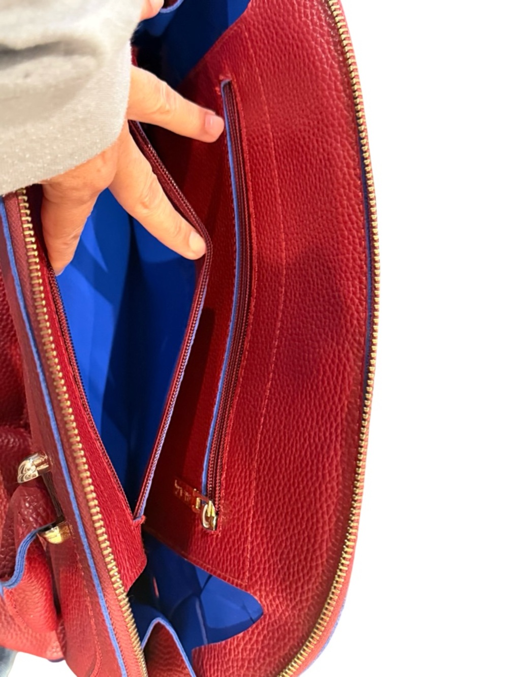 Woven Leather Satchel in Deep Burgundy - Picture 8 of 14